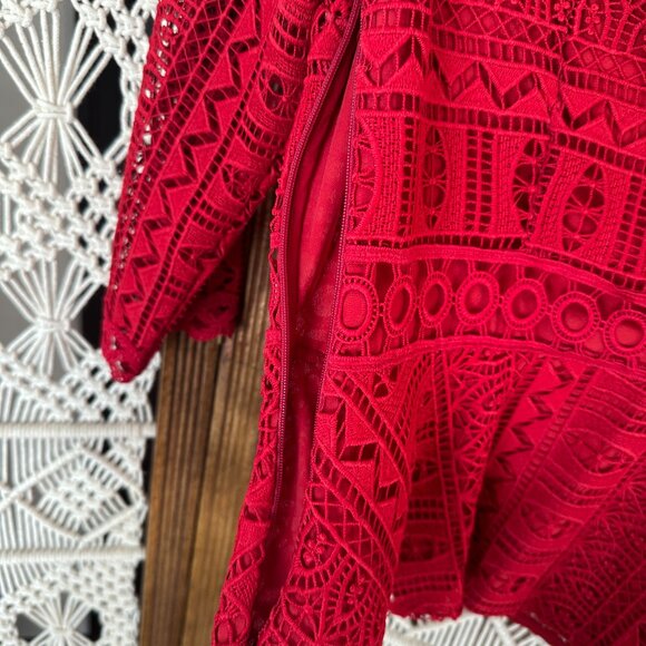 Red Crochet Lace Peplum Blouse - Moulinette Soeurs by Anthropologie - Picture 3 of 7